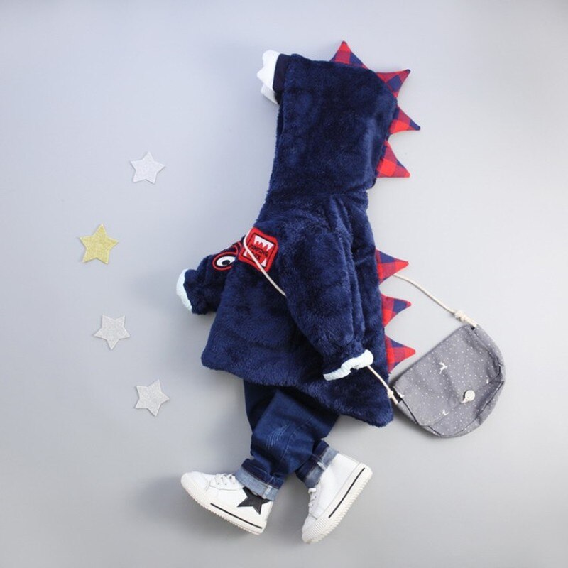 Children's Dinosaur Wool Cotton-padded Coat Warm Fleece Boys and Girls Clothes 1-7 Years Old Thickened Autumn/Winter Kids Coat