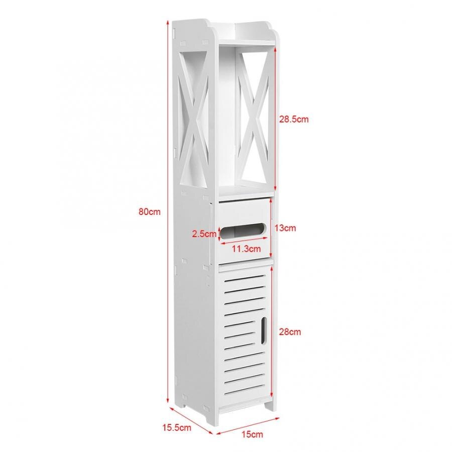 Bathroom Storage Cabinet Shelf Bathroom Toilet Furniture Cabinet White Wood Cupboard Shelf Tissue Storage Rack 80x15x15cm