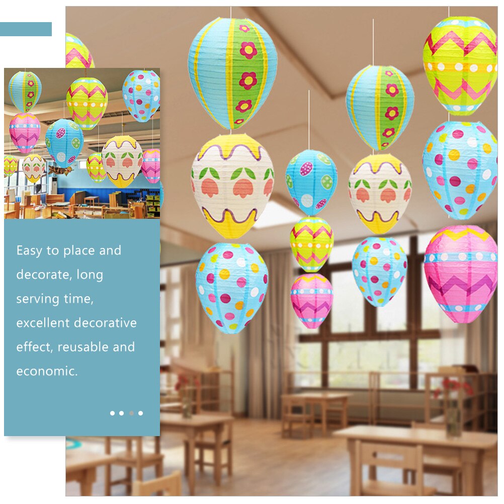 2Pcs Easter Egg-shaped Lantern Easter Party Lanterns DIY Paper Lantern