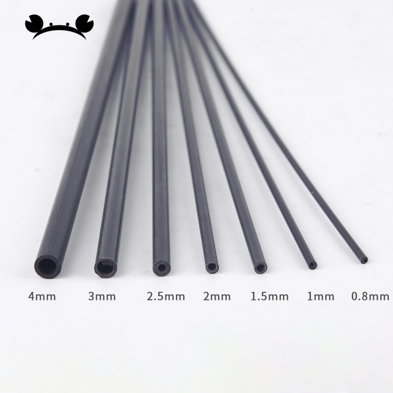 5 uds 2mm/3mm/4mm/5mm/6mm tubo hueco de fibra de carbono varilla de carbono para cometa RC avión aeromodelismo Material helicóptero tubo 200/400mm