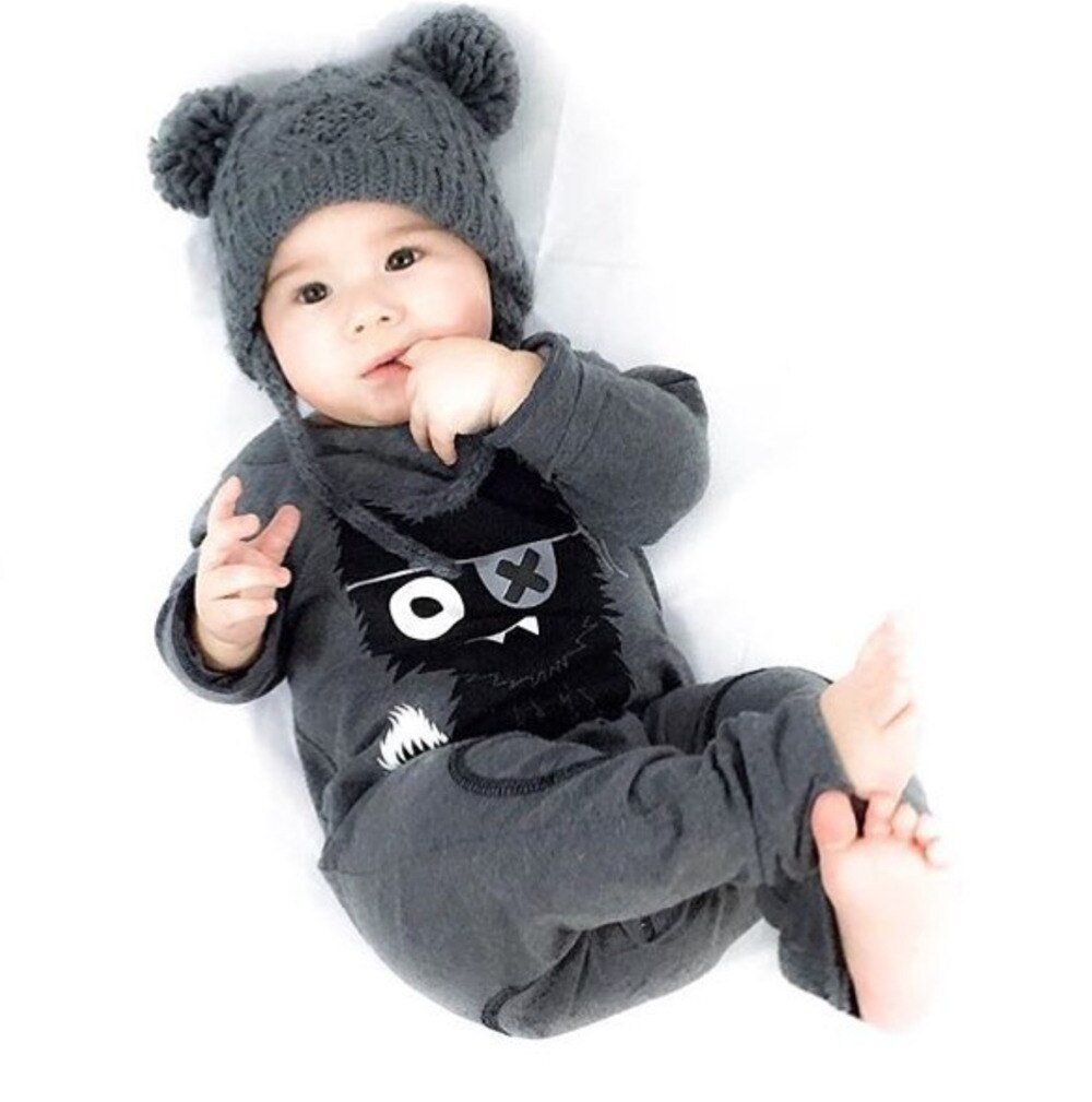 Nyfödd kläder små monster bebis pojke flicka långärmad kostym i ett stycke babykläder jumpsuit spädbarnskläder