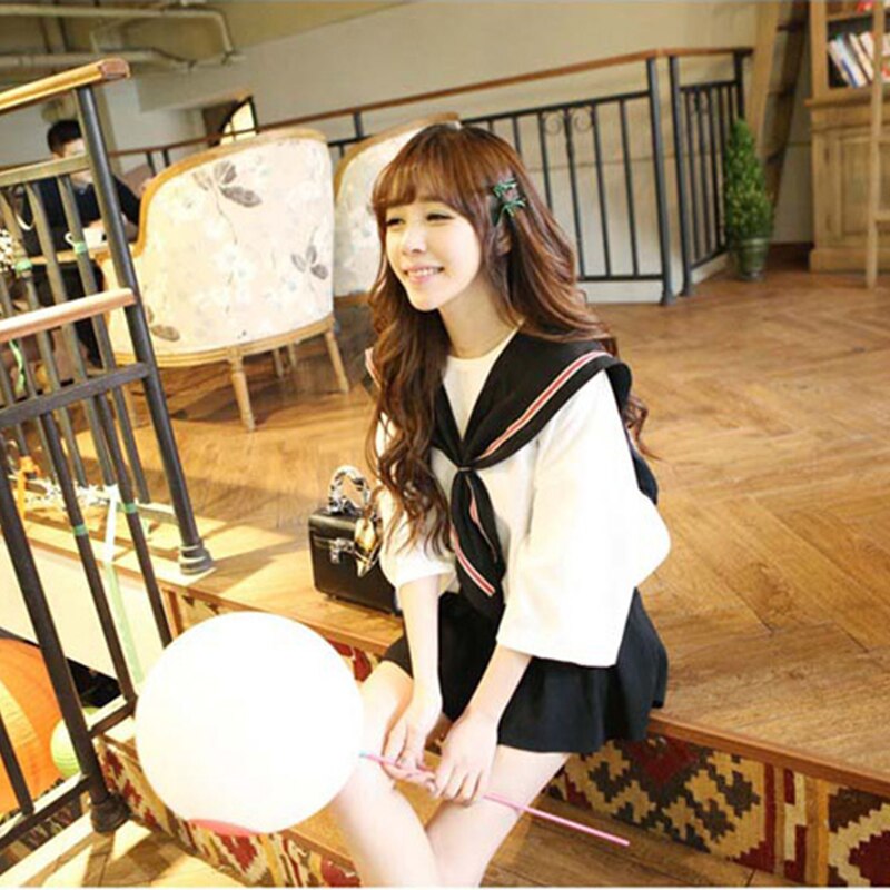 Korean female student sailor suit summer JK uniform school uniform class Japanese short-sleeved navy wind sweet college wind