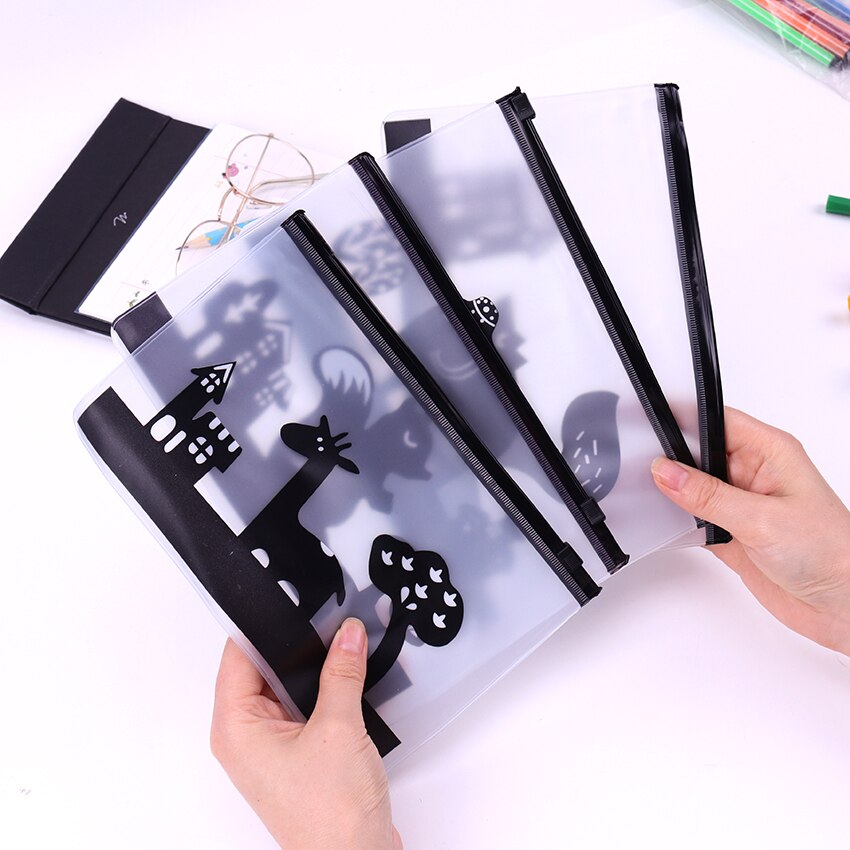 Cartuchera de PVC transparente de animales de dibujos animados material escolar para niños papelería lindo matorral caja de lápices estuche cartuchera