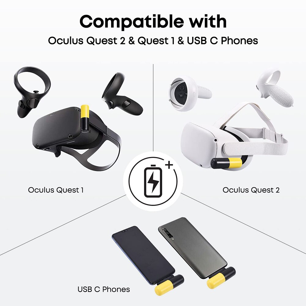 3300 mah typ-c laddare för oculus quest 2 batteripaket vr headset powerbank snabbladdning för meta oculus quest 2 tillbehör