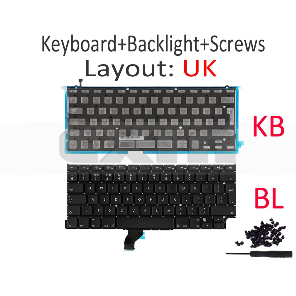 for Macbook Pro Retina 13" A1502 UK English Keyboard with Backlight Year ME864 ME866 MGX72 MGX92 MF839 MF841
