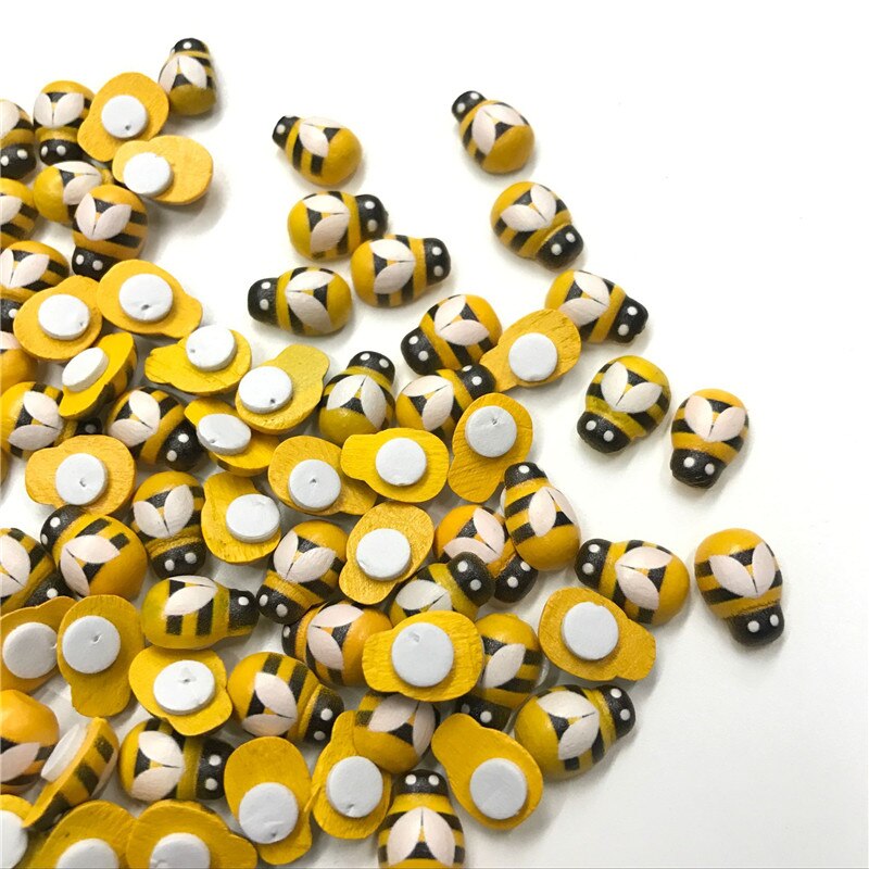 50 st mini trä bi flatback utsmyckning trä cutout kylskåp klistermärken för hantverk scrapbooking gör-det-själv inredning festfavoriter