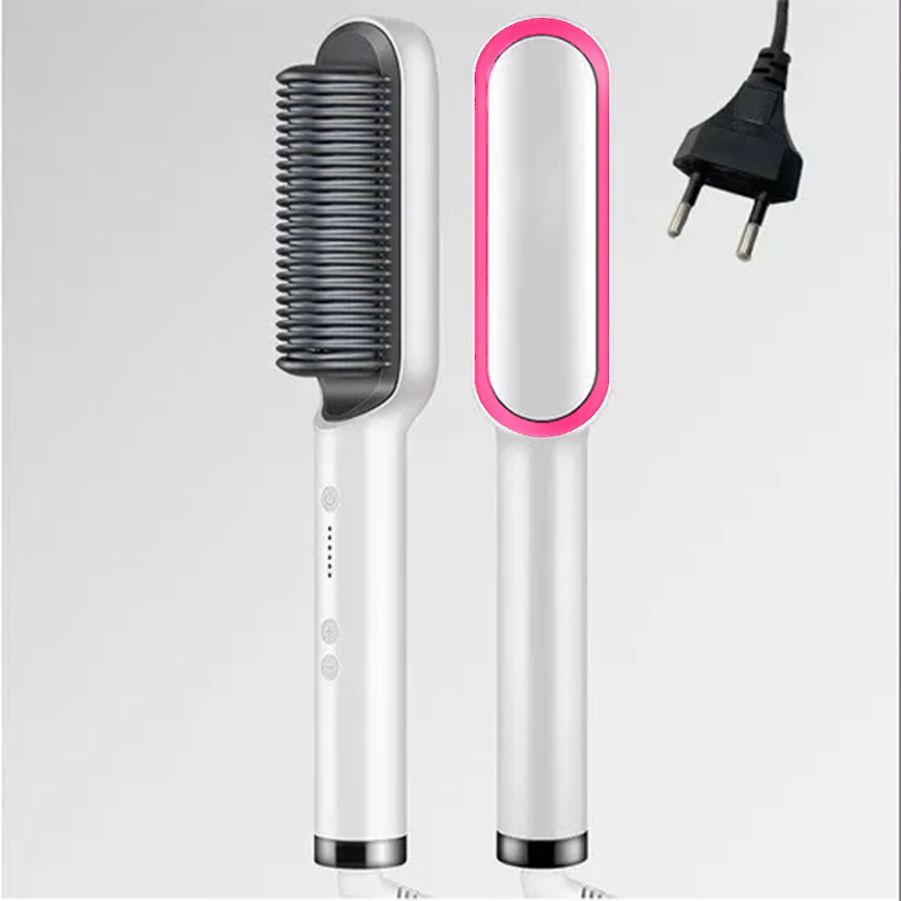 Rechttrekken Verwarming Kammen Mannen Baard Stijltang Keramische Krultang Professionele Verwarmde Kam Elektrische Haar Borstel Stijltang: White / VS