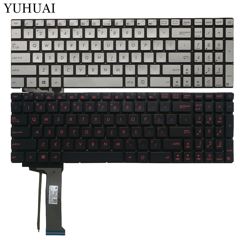 US backlit black laptop keyboard FOR ASUS GL552 GL552J GL552JX GL552V GL552VL GL552VW N552VW N552VX G771JM G771JW silver/red