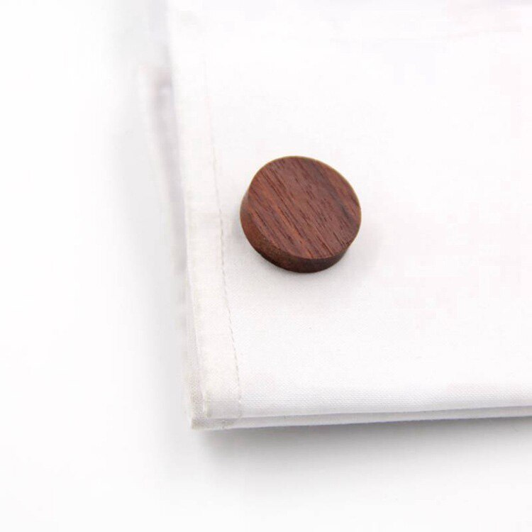 Business Cufflinks British Style Men's Wood Solid Wooden Cufflinks Men and Women French Shirts Round Cuff Buttons