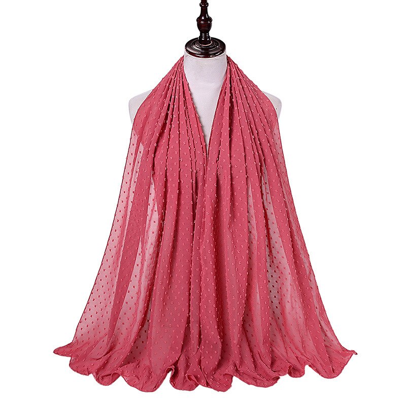 Foulard en mousseline de soie 72x175CM, couleur Pure, malaisie, indonésie, perles, couvre-tête: 8