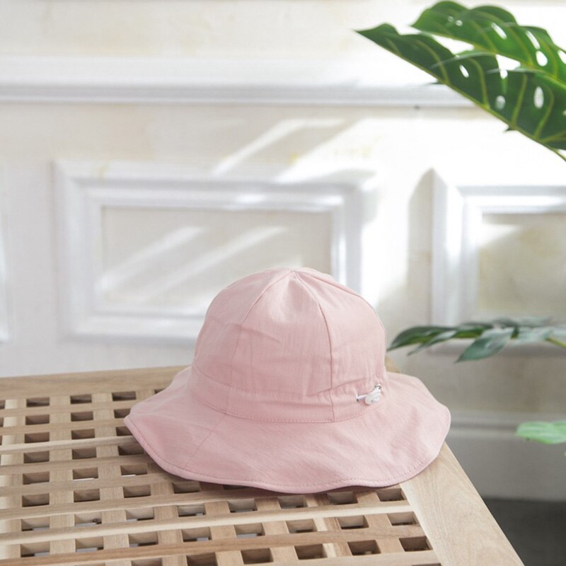 Sombrero de bebé para exteriores de verano, gorros de doble cara para niña, protección solar para chico, gorro de playa sólido, sombrero de algodón para niño, sombrero de cubo de niños: pink