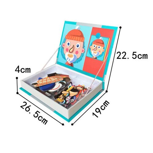 Wooden Magnetic Puzzle Board - Face Changing Expression Game - Educational Toy for Kids