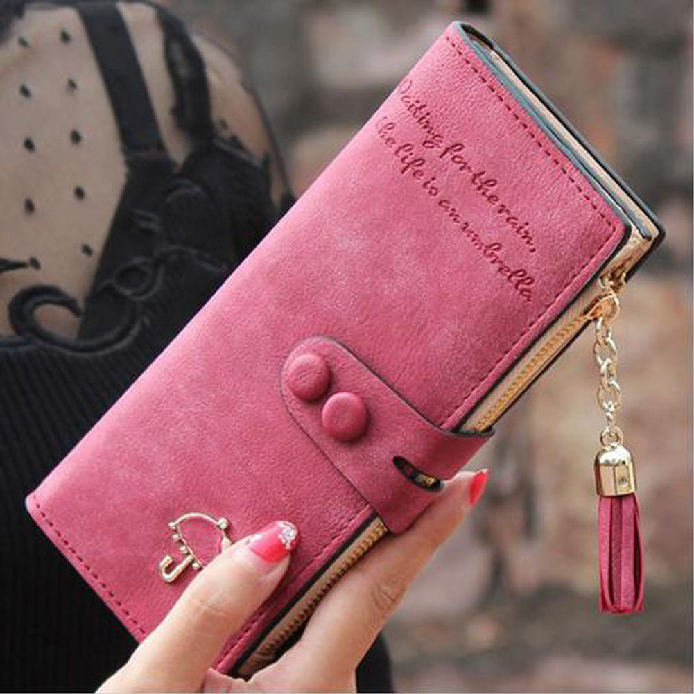 Merke kvinner damer pu lær bokstavtrykk clutch lommebok lang kortholder veske veske