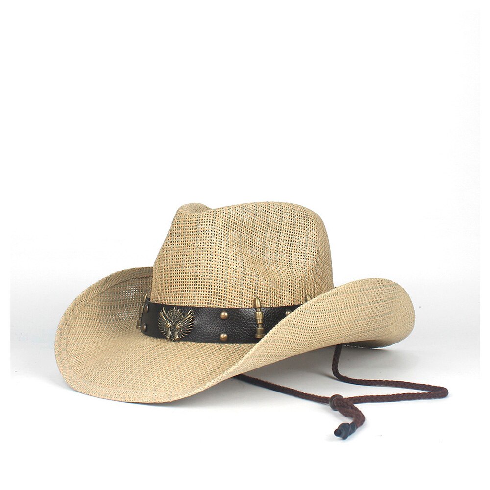 Western Cowboy Hat100% Straw Men Women Cowgirl Summer Hats For Lady Sun Hat Sombrero Hombre Beach Cowgirl Jazz: C4