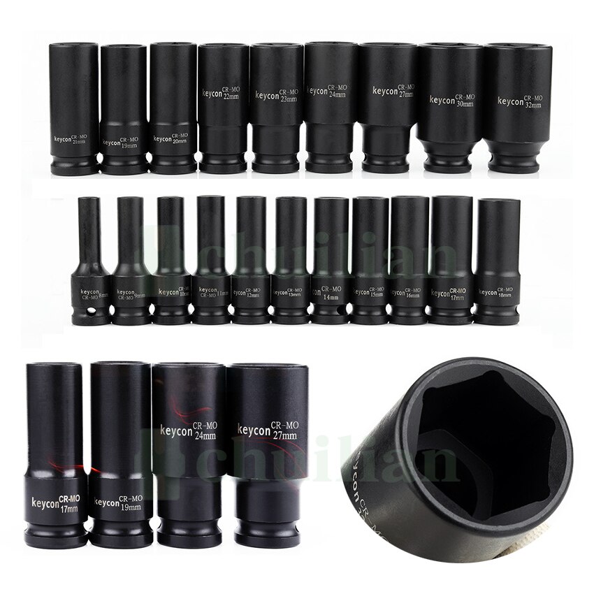 1/2 Inch 8-32mm Air Socket Adopter Universal Pneumatic Socket Wrench Head for Electric Impact Wrench Air Impact Wrench