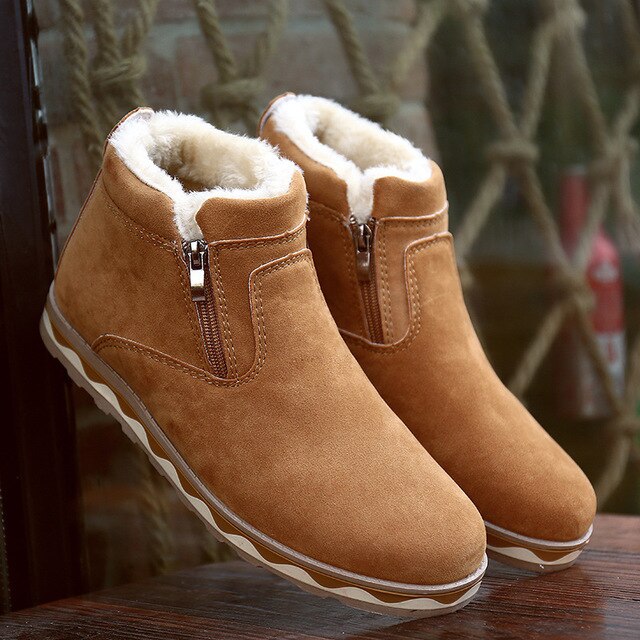 thermische antislip comfort laarzen, heren casual zip-keten mannen schoenen, studenten plus katoenen schoenen