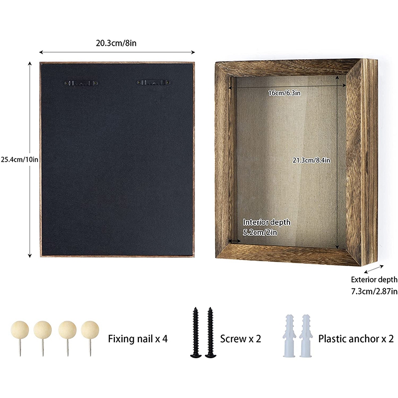 Shadow Box Frame 8X10 Shadow Box Display Case with Linen Back Memorabilia Awards Medals Photos Memory Box Carbonized