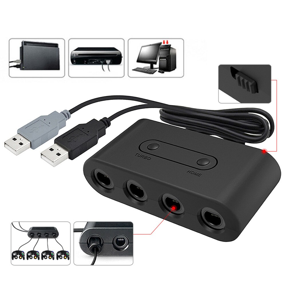 Gamecube Controller Adapter 4 Port USB For Gamecube NGC Controller Adapter For Nintendo Switch/Wii U /PC 3in1