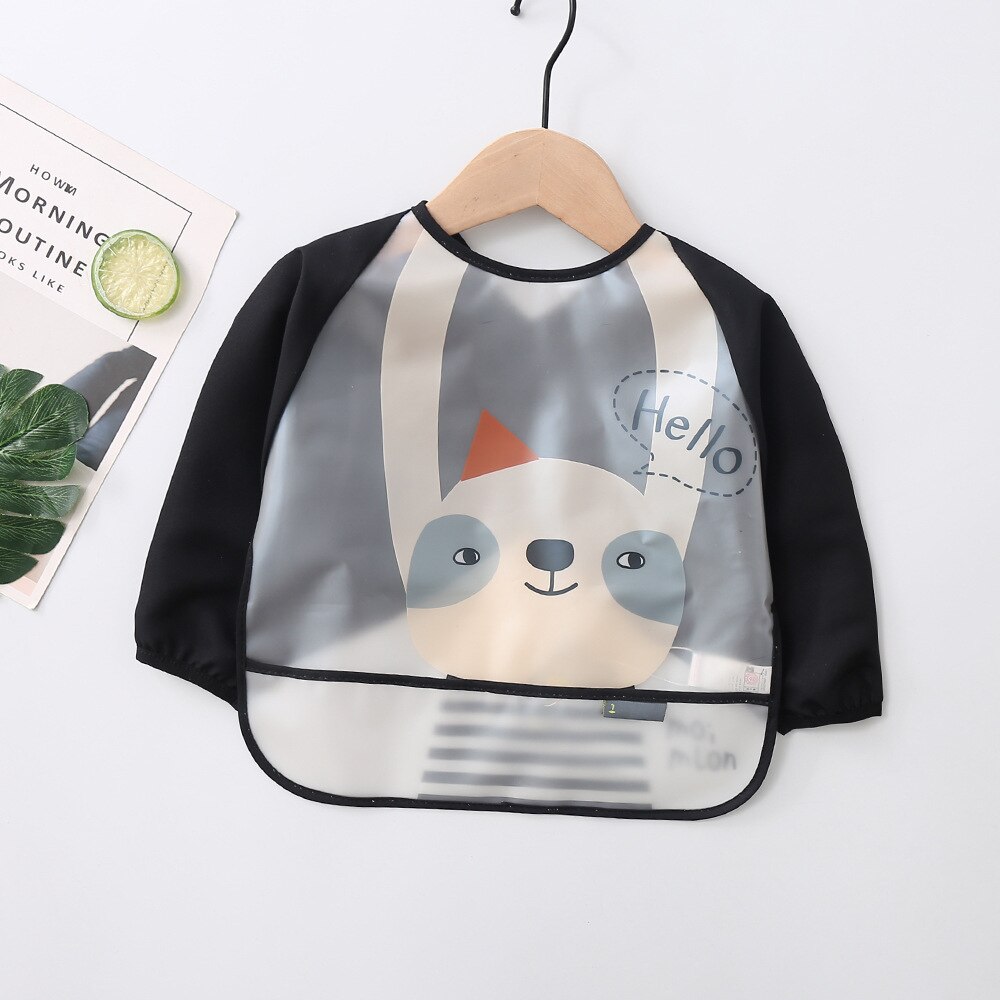 Écharpe imperméable à manches longues pour bébés garçons et filles, tablier à bavette avec poche pour nourrissons