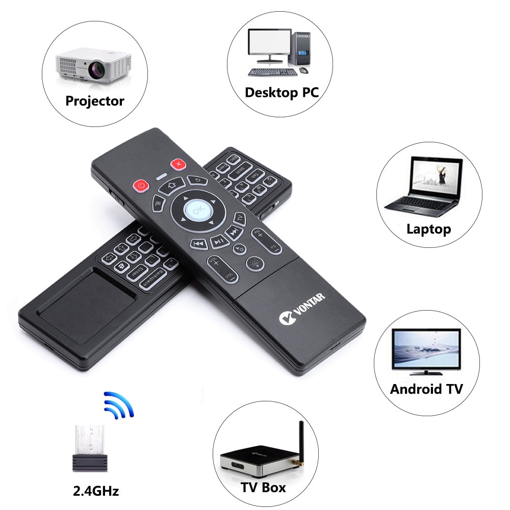 VONTAR T6 Plus Backlit Russian English 2.4GHz Air mouse Wireless Keyboard & touchpad Remote Control for Android TV Box mini PC