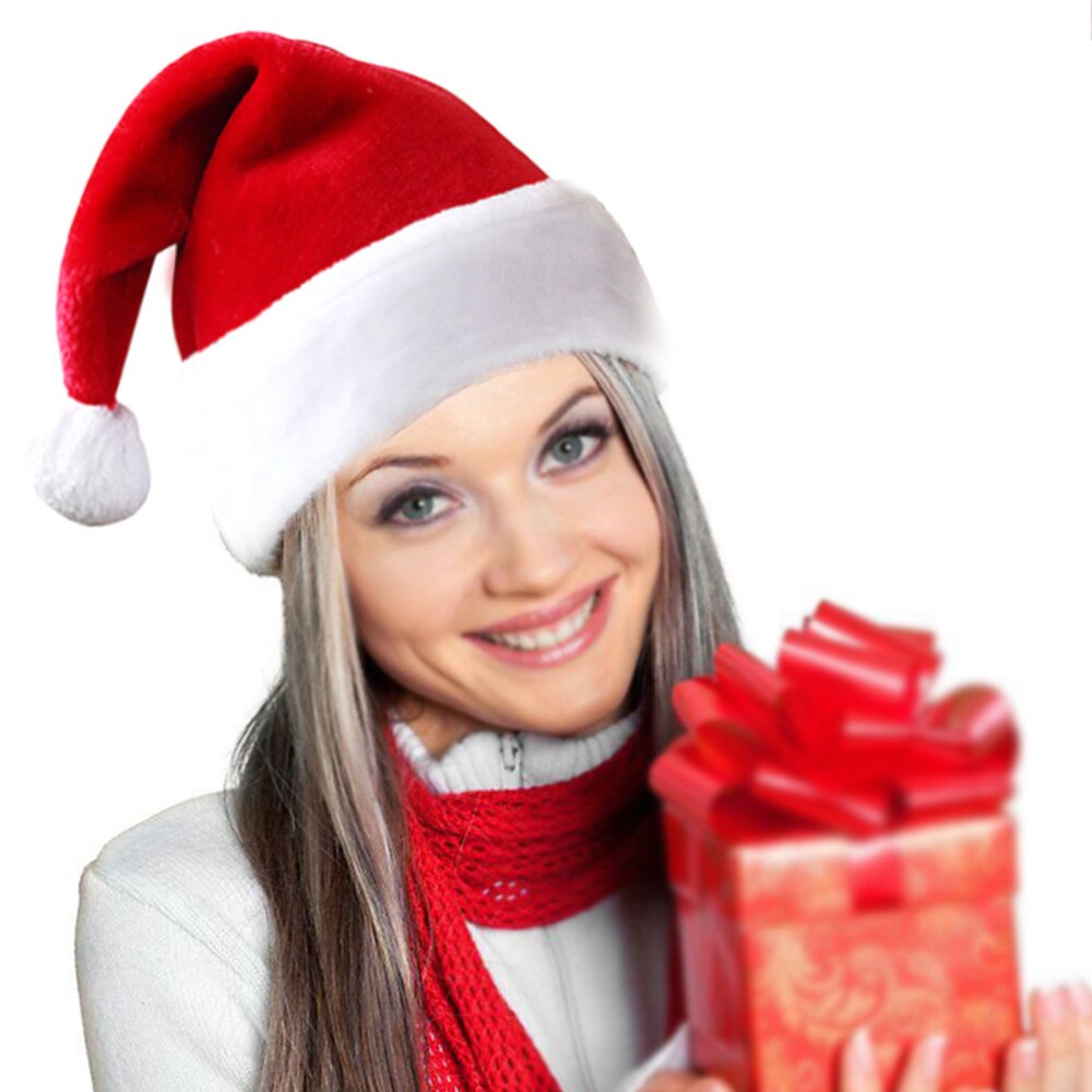 Christmas Hats Xmas Decorations Family Red Plush High Knitted Fabric Moisture-wicking Children Adults Thickened