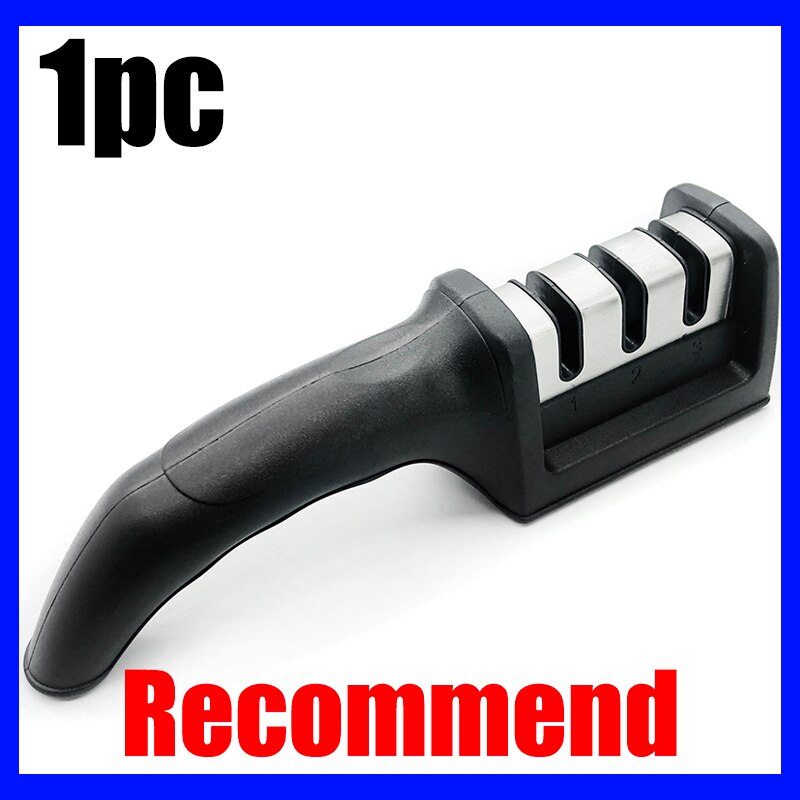 3 Stage Knife Sharpener Sharpening Stone Detachable Sharpeners Kitchen Sharpening System Tungsten Steel Grinder Knife Tool: black