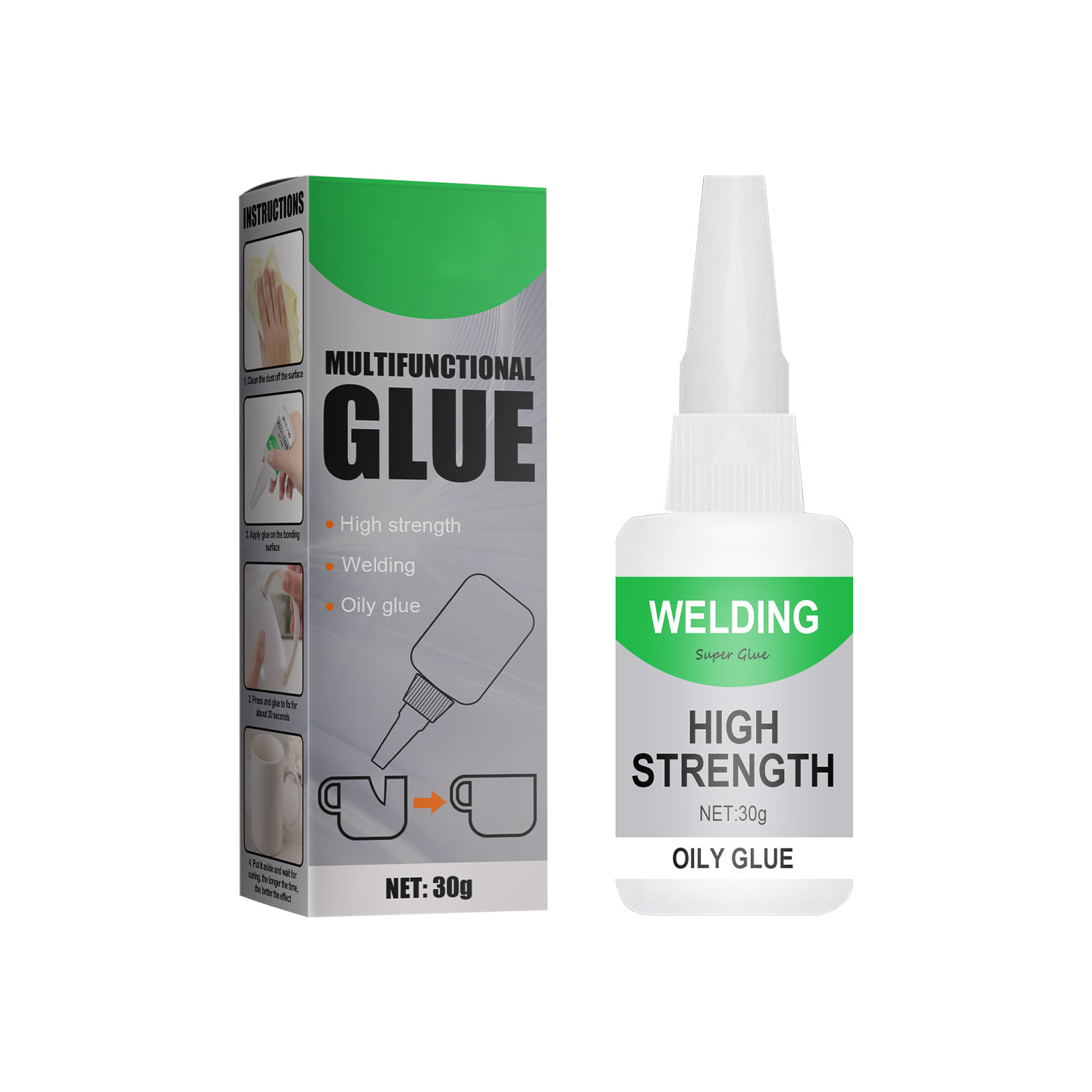 30/50G Welding High Strength Oily Glue - Universal Superglue Mighty Instant Glue For Resin Ceramic Metal Glass: Blue