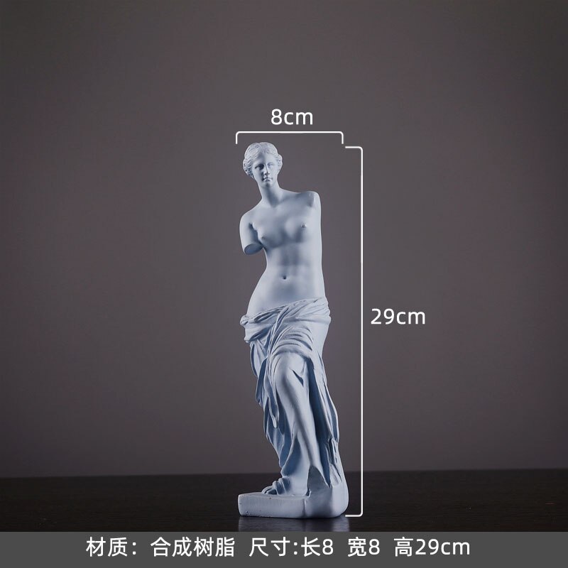 Statue de tête de personnage en plâtre, décoration douce pour maison, modèle de chambre, ornement de bureau à la: Venus Blue 29cm High