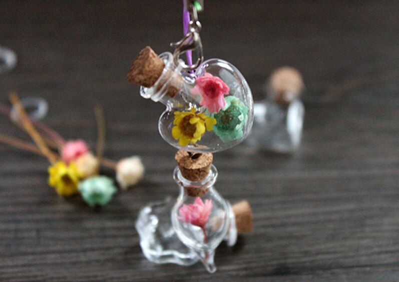 5 pièces bricolage pendentifs bouchon de liège flacon de stockage Mini verre bouteilles de liège vides échantillons pots souhaitant bouteille de mariage décoration de la maison