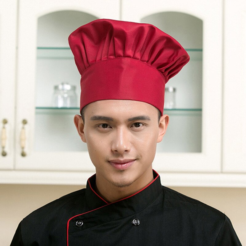 Homens Chapéu Do Chef de Cozinha De Catering Cozinha Cozinhar Padeiro Chapéu Elástico Ajustável Cap Listrado Simples Chapéus Cap Trabalhando chapéu fogão: 3