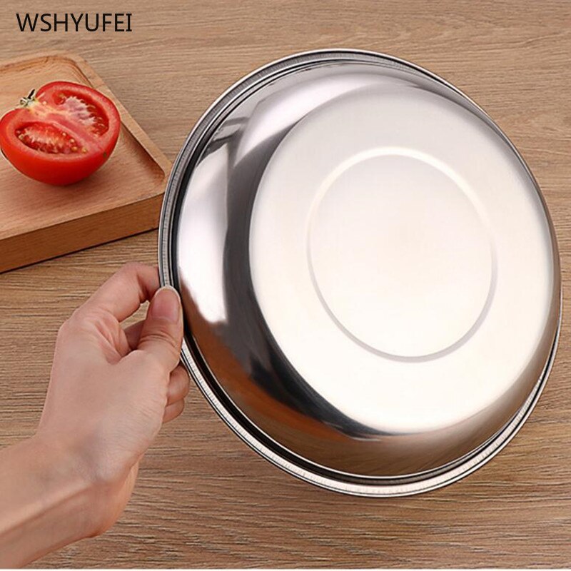 1pcs stainless steel dinner plate fruit dinner plate thickened deep disc pastry bread dish barbecue plate kitchen supplies