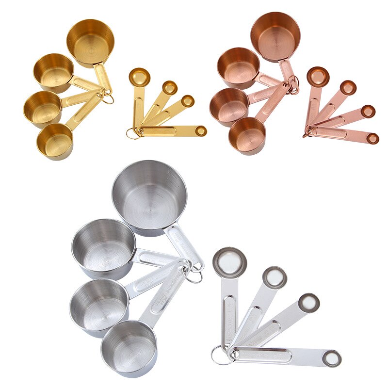 4/8pcs Stainless Steel Kitchen Measuring Spoons Teaspoon Coffee Sugar Scoop Cake Baking Flour Measuring Cups Kitchen Tools