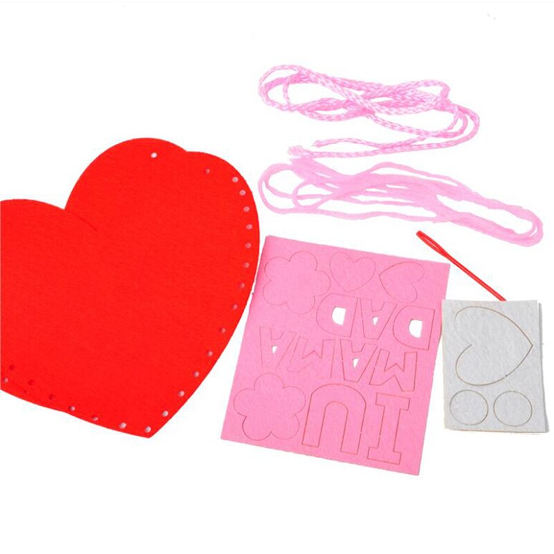 Handmade DIY Children Non-woven Heart Backpack Kindergarten Handmade Sewing Backpack For Making Material Box