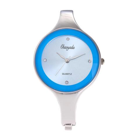 Zomer Verkoper Kantoor Dames Diamant Jurk Quartz Horloges Vrouwen Ronde Armband Elektronische Horloges Klok: Sky Blue