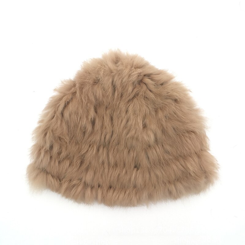 Luxury Girls Outdoor Winter Faux Fur Knitted Beanies Hats Woolen Fluffy Thick Warm Caps Women Fur Hats: D