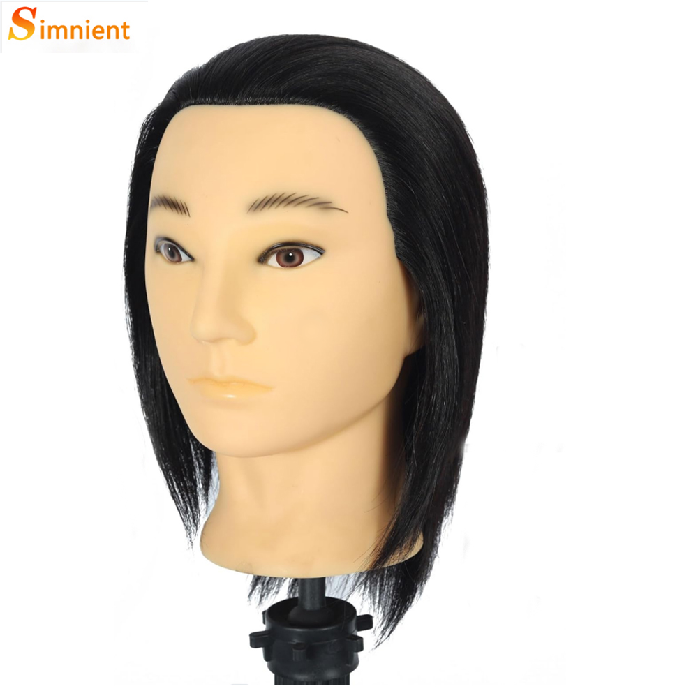 Male Mannequin Head With Human Hair Black For Practice Hairdresser Cosmetology Training Doll Head For Hair Styling: Gold