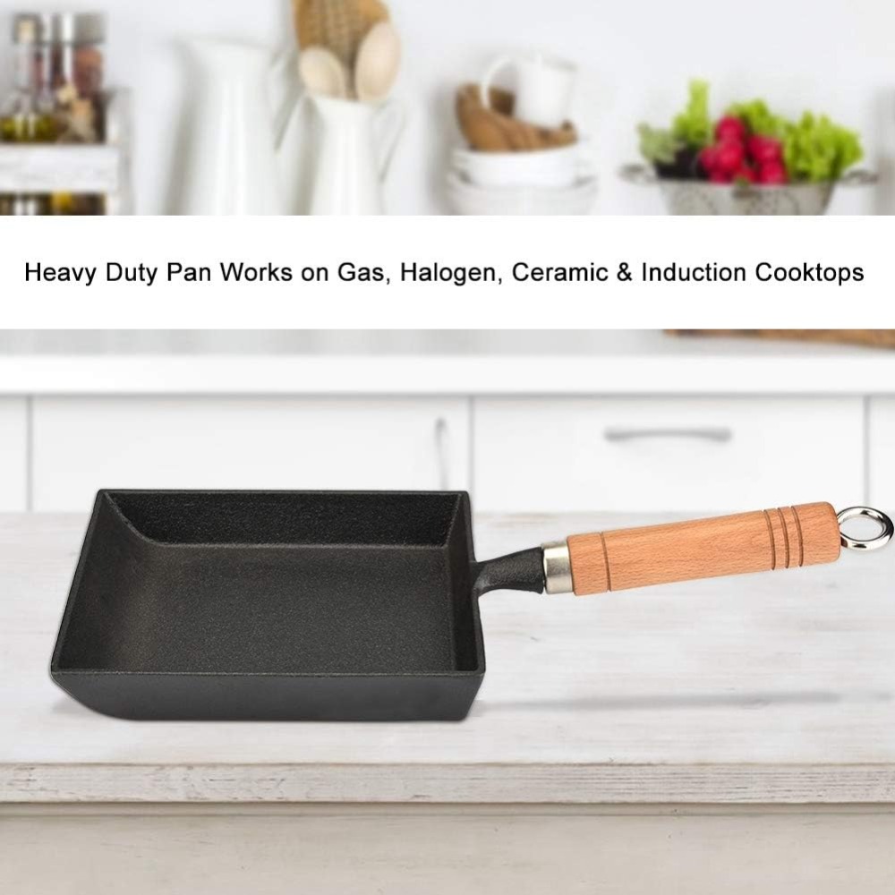 Square cast iron omelet black non-stick frying pan for frying eggs pancakes frying pan cooking tools reusable easy to clean