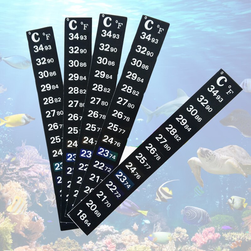 18-34 ℃ Aquarium Fish Tank Vloeistof Thermometer Sticker Dual Schaal Temperatuur Gevoelige Thermometer Pet Lcd Digitale Thermometer: 5 PCS