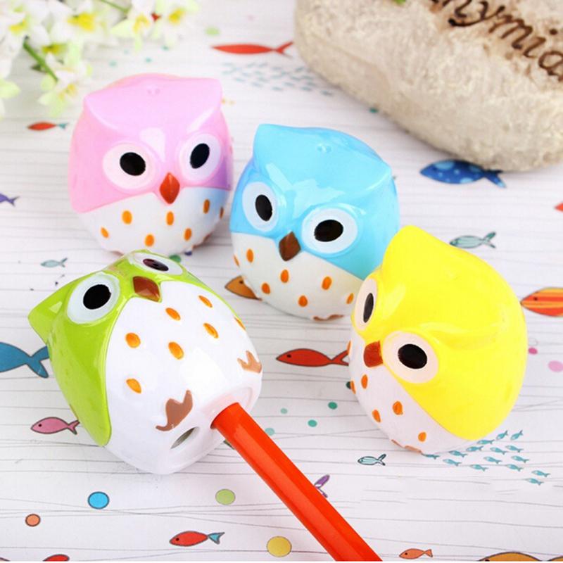 Mini sacapuntas Kawaii de búho, 1 Uds., Color al azar