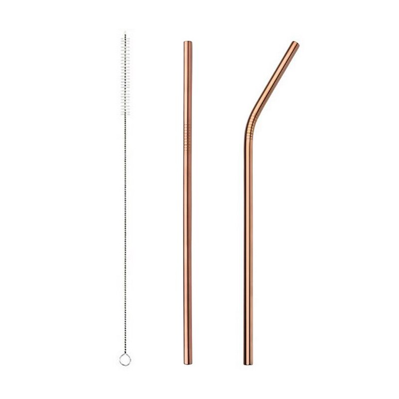 1/2/4pcs Stainless Steel Straw Reusable Metal Drinking Straw With Cleaner Brush For Home Party Barware Bar Accessories ^1: G