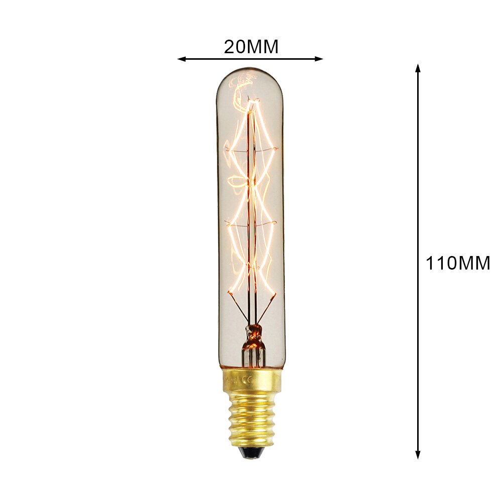 10 stk/pakke edison pærer  t20 40w edison skrue liten sokkel  e14 220/240v spesiell dekorative lyspærer