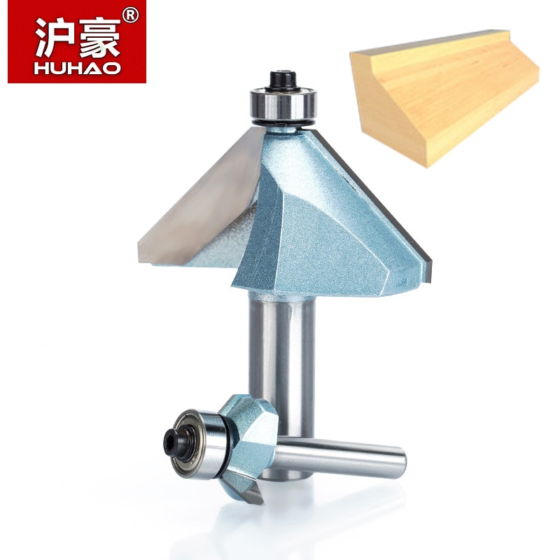 HUHAO 1pcs 1/2"1/4" Shank Chamfer Cutter Industrial grade Router Bits for wood Horse Nose Bit 45 Deg CNC Woodworking Tool endmil