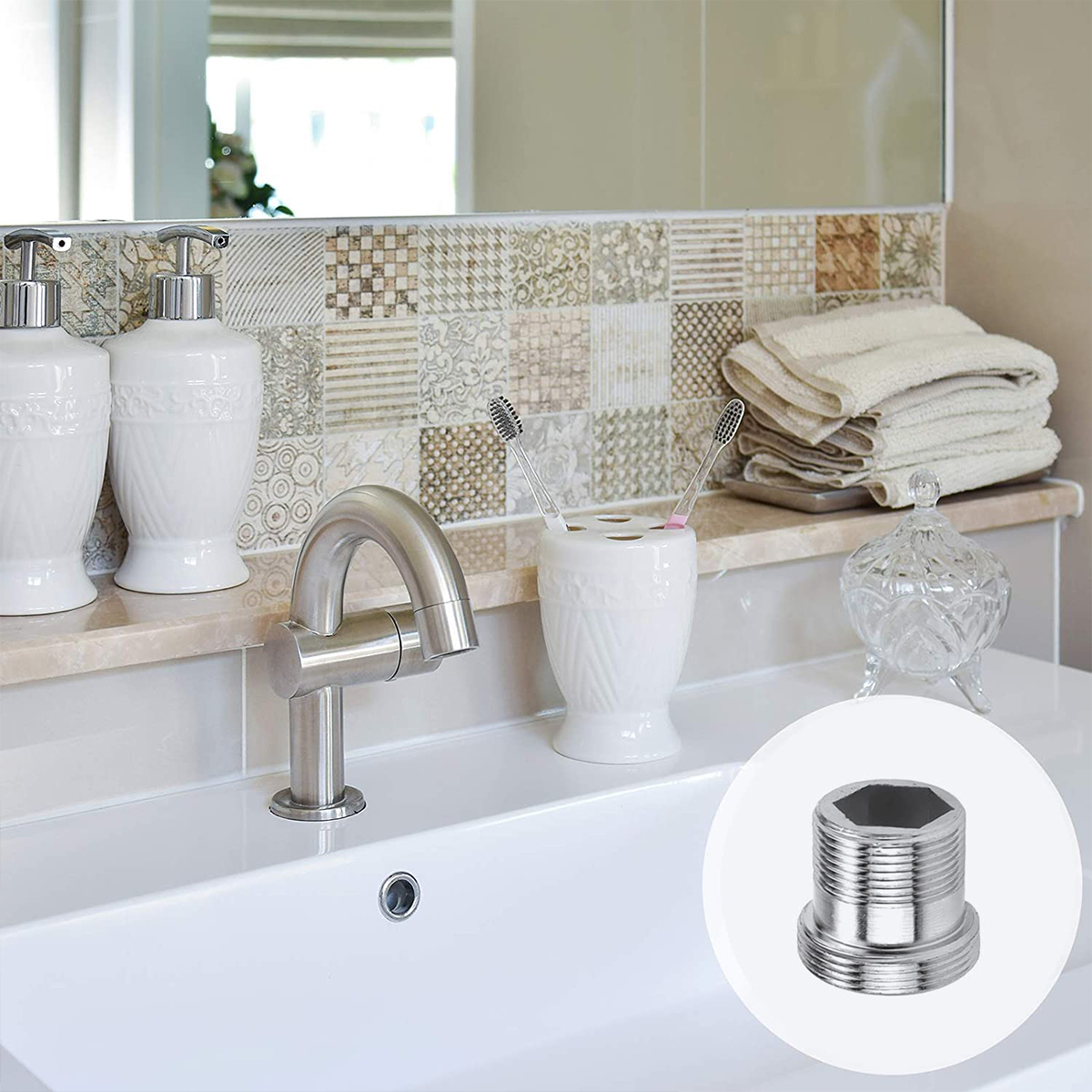 Verlängertes M22 Wechsel auf 16 18 20 22 24 mm männlich X männlich Wasserhahn-Adapter Küche Badezimmer Messing Wasserbandverbindung Kupfer