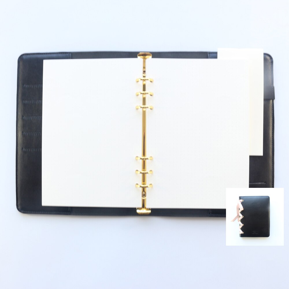 Domikee cute office school spiral notebooks journals stationery,kawaii person binder weekly planner agenda organizer ,A5A6: black cover and inne / A6  190 130mm