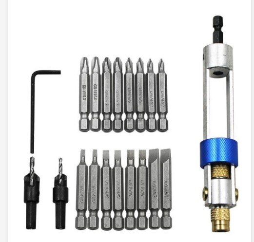 20pcs Swivel Head Drill Driver Bit Set Quick-Change HSS Countersink Drill Driver Bit Screwdriver Drilling Home Tool Set with Box