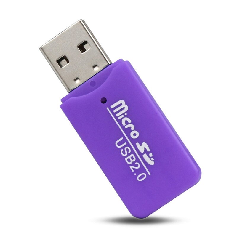 Usb 2.0 Kaartlezer High Speed Usb Flash Drive Ondersteuning Microsd-kaart Tf Kaartlezer Plug En Play Kleurrijke Geheugen card Voor Pc: Purple