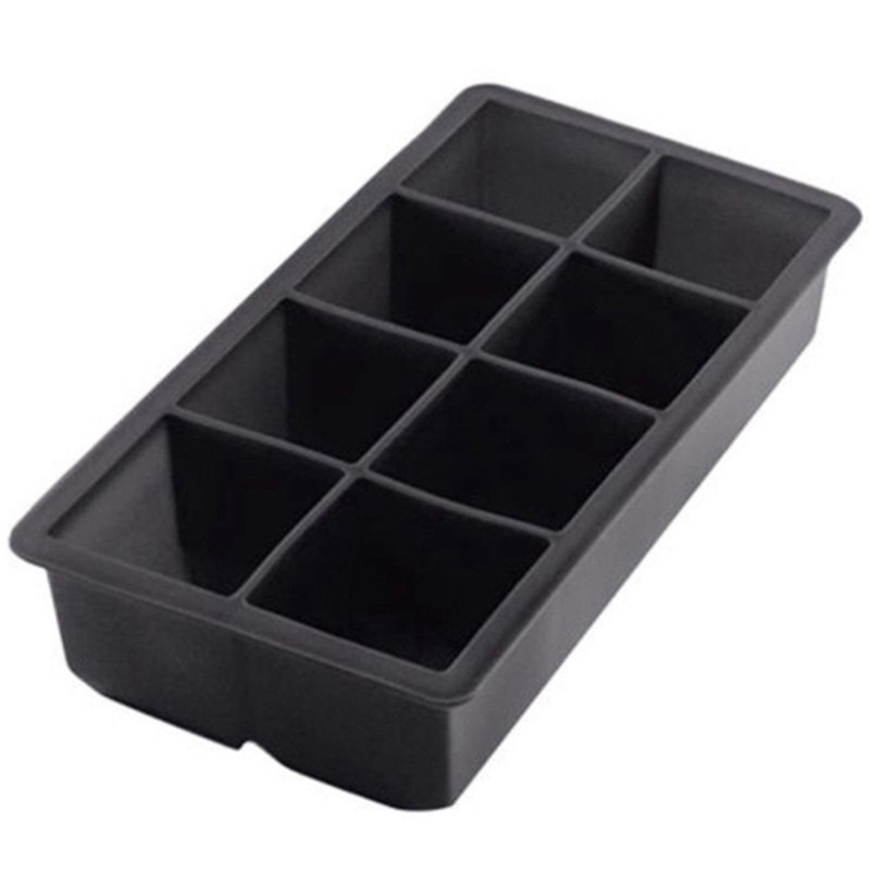 Black 8 Big Ice Tray Mold Giant Jumbo Large Silicone Ice Cube Square Tray Mold DIY Ice Maker Ice Cube Tray Kitchen Tools