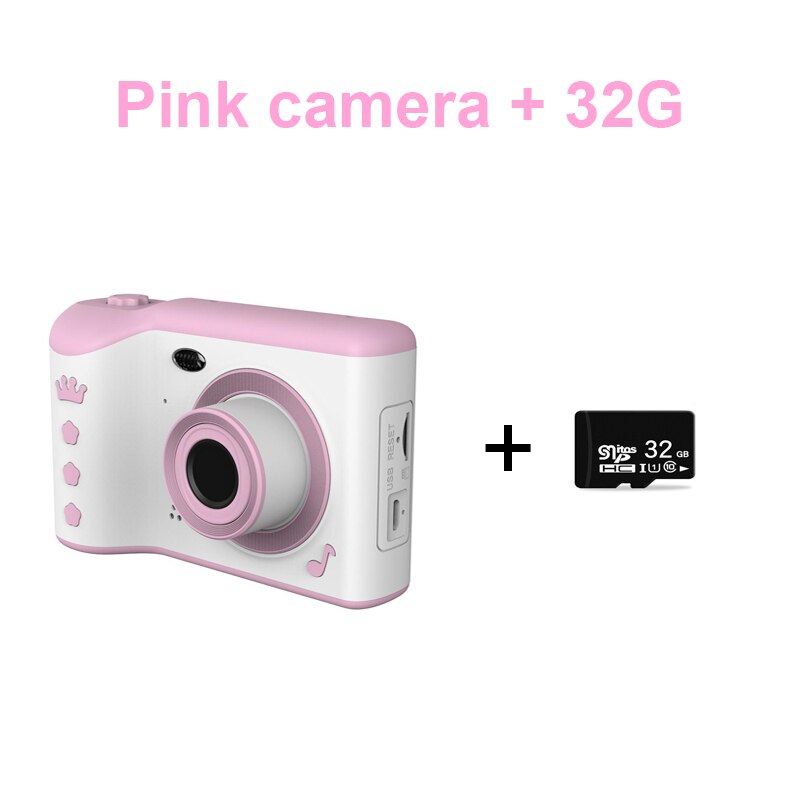 Kids Camera Mini Kinderen Draagbare Foto Video Digitale Camera 2.8in Full Hd Touch Screen Kind Camera Voor Kinderen 18MP Dual lens: Pink Camera 32G