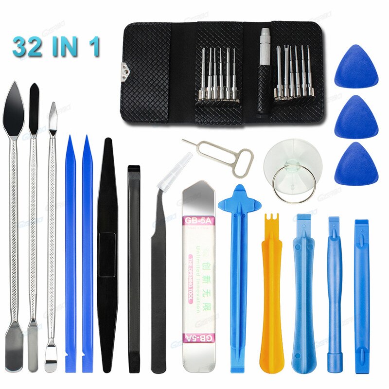 32 In 1 Mobiele Reparatie Tools Professionele Schroevendraaier Set Voor Iphone Horloge Reparatie Metal Pry Spudger Opening Demontage Tool Kit: 32 in 1