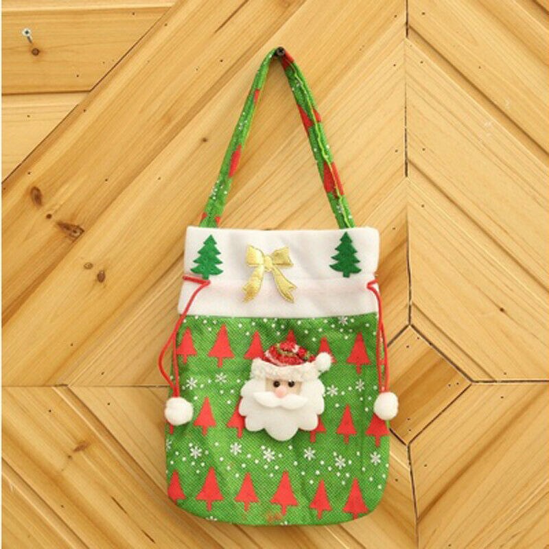 Meihuida god jul julenisse sekk gaver poseholdere juletre godteposer julefest stueinnredning: 3 20 x 24cm